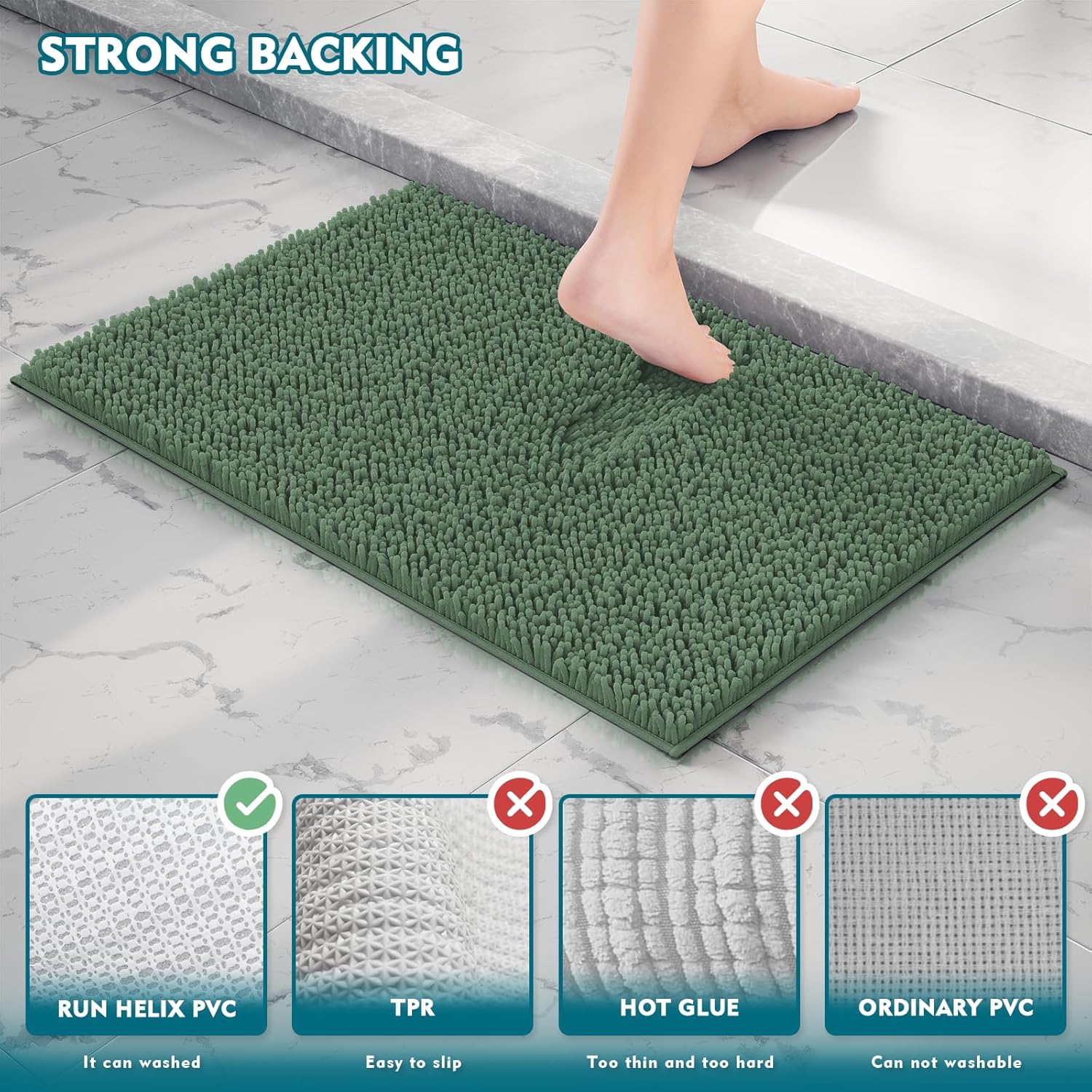 RUN HELIX Christmas Green Bathroom Rugs 3 Piece Set