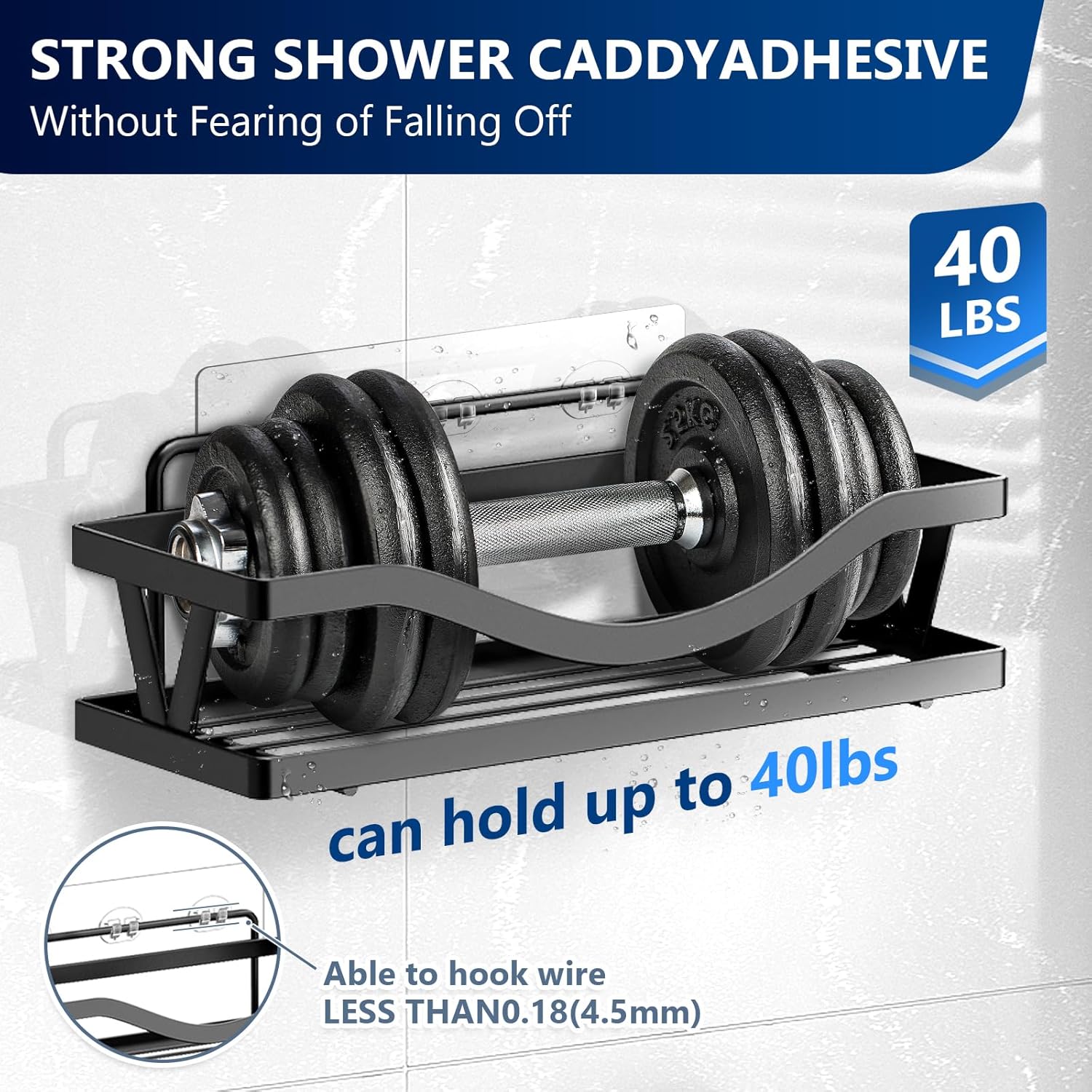 FGSAEOR 4Pack Adhesive Hooks for Shower Caddy