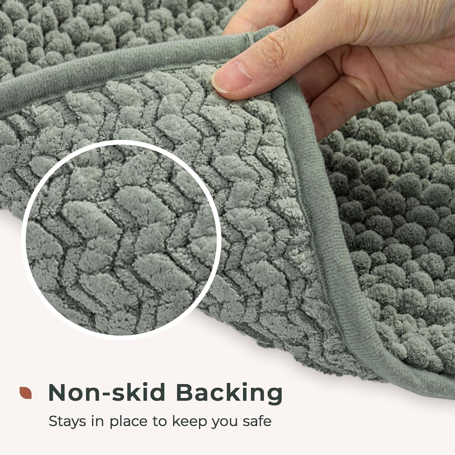 FRESHMINT Chenille Bath Rug Set 2 Piece Sage Green 1