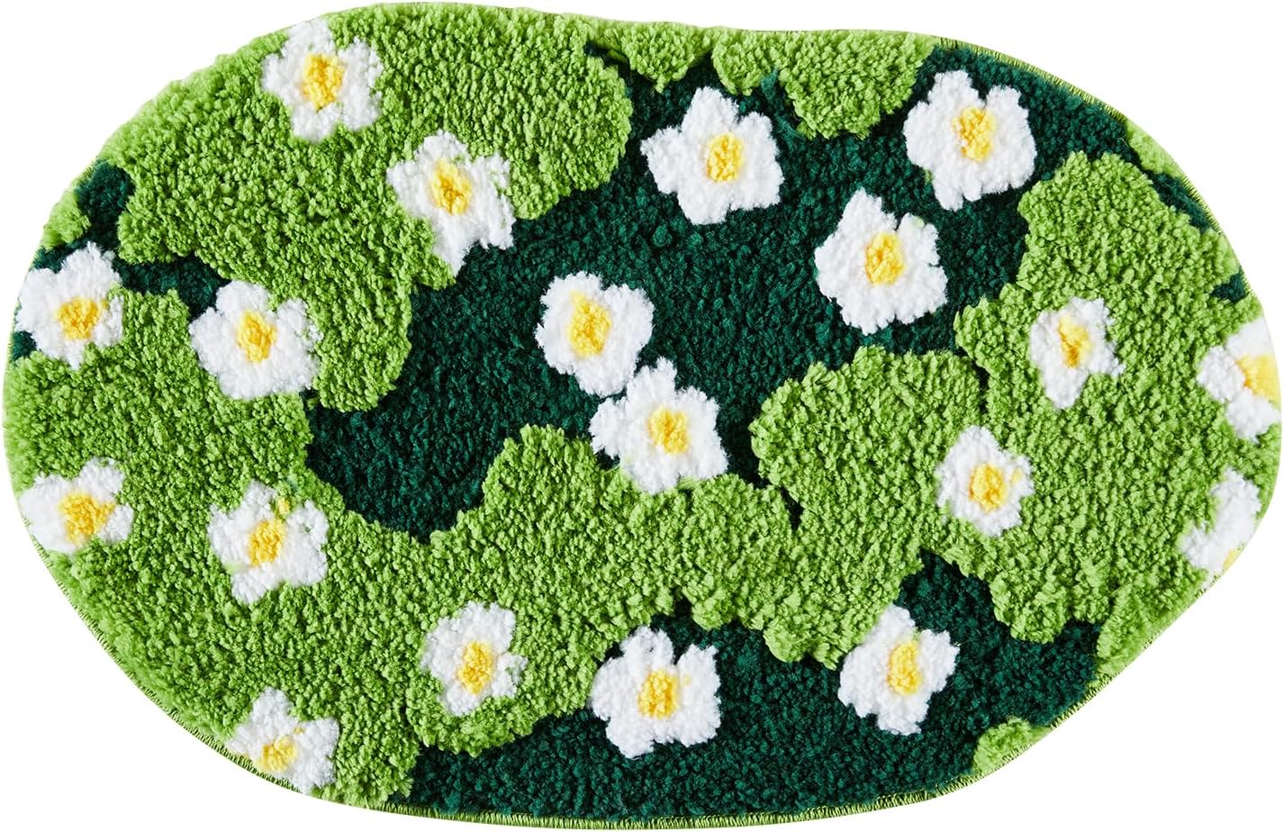 Ouyattle Cute Green Floral Bath Mat Microfiber 1