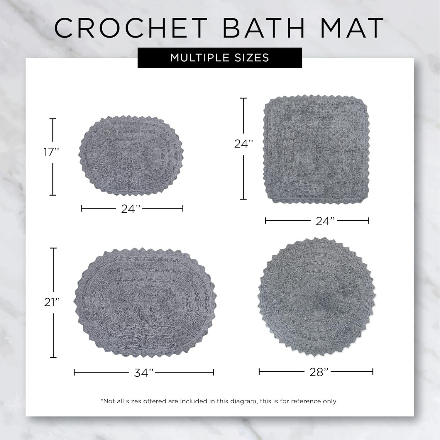 DII Crochet Bath Mat Reversible Round 275 Inch White 1