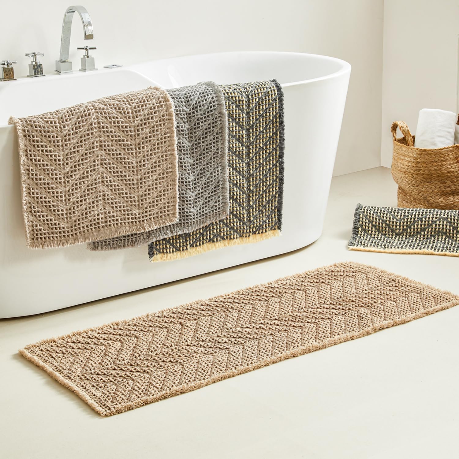 BULULOM Boho Bath Mat - Ultra Soft Non Slip Quick Dry 18x30 Inch