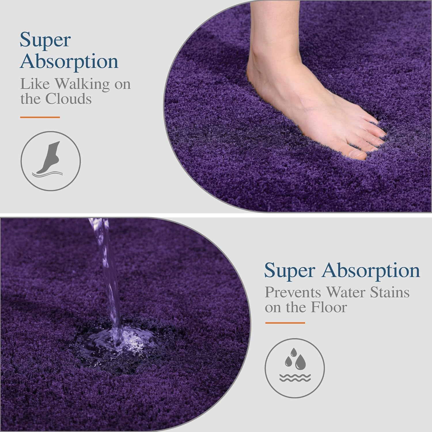 Walensee Bath Rug Non Slip Dark Purple 20x32