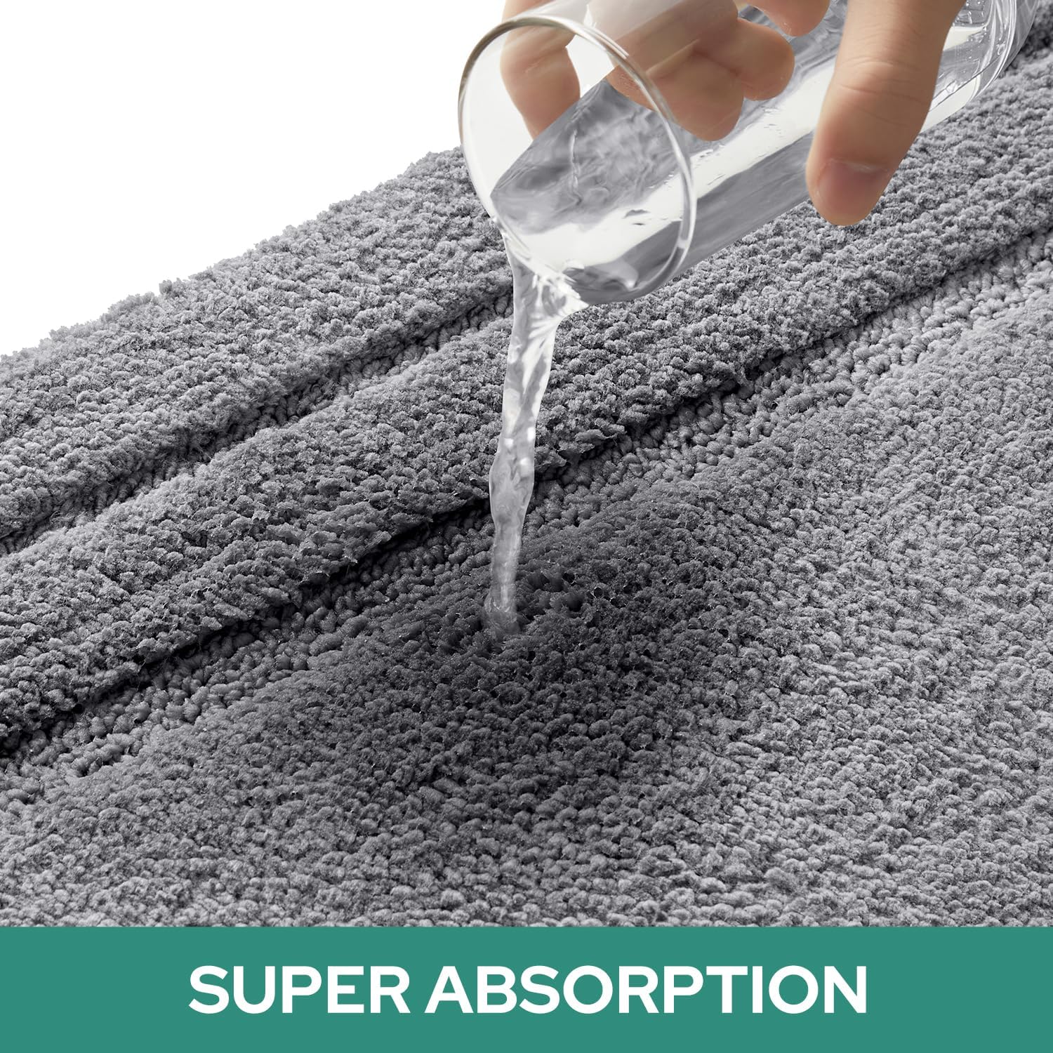 HOMEIDEAS 3-Piece Bath Rug Set Non-Slip Microfiber