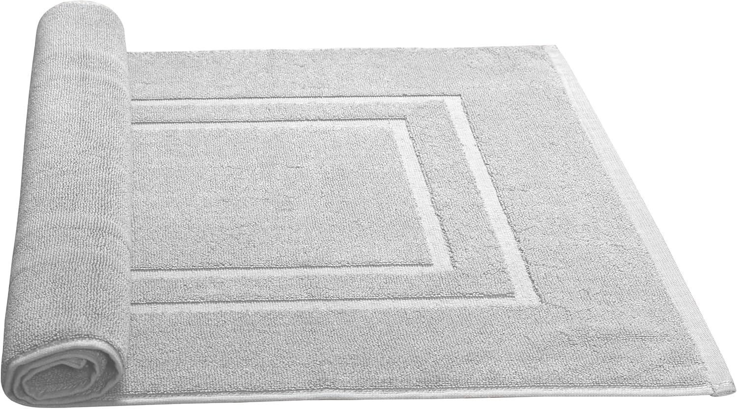 Feather Stitch 2 Piece Bath Mat Set - Silver Birch