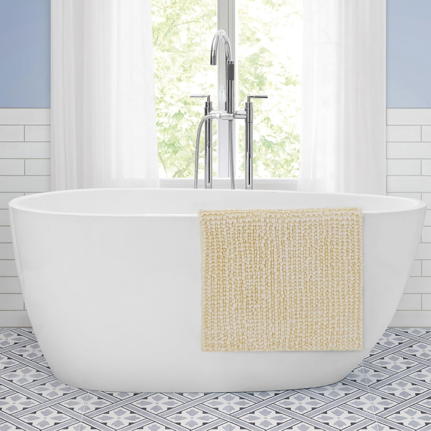 Laura Ashley Butter Chenille Bath Mat Yellow 20x34
