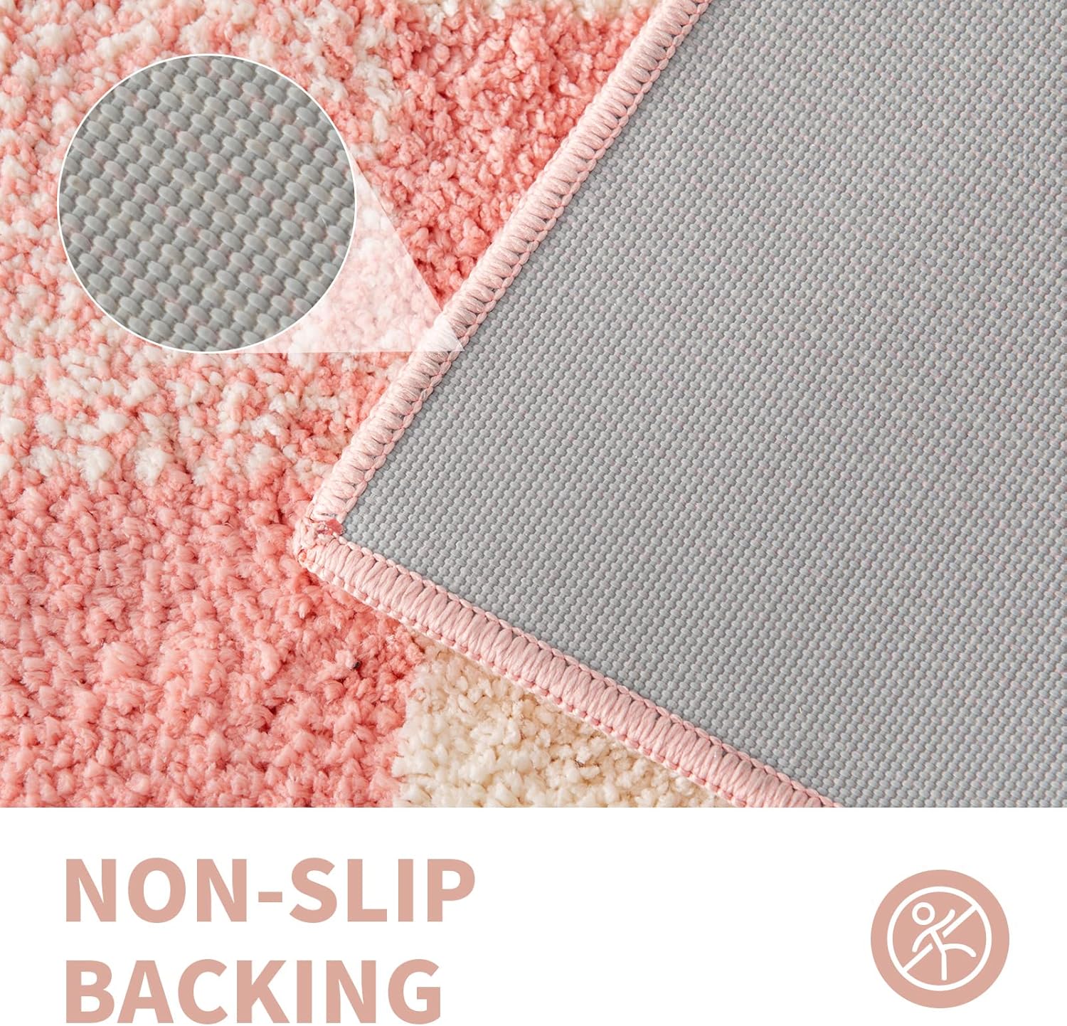 CozeCube Checkered Bath Mat - 24 x 16 Inches Blossom Pink