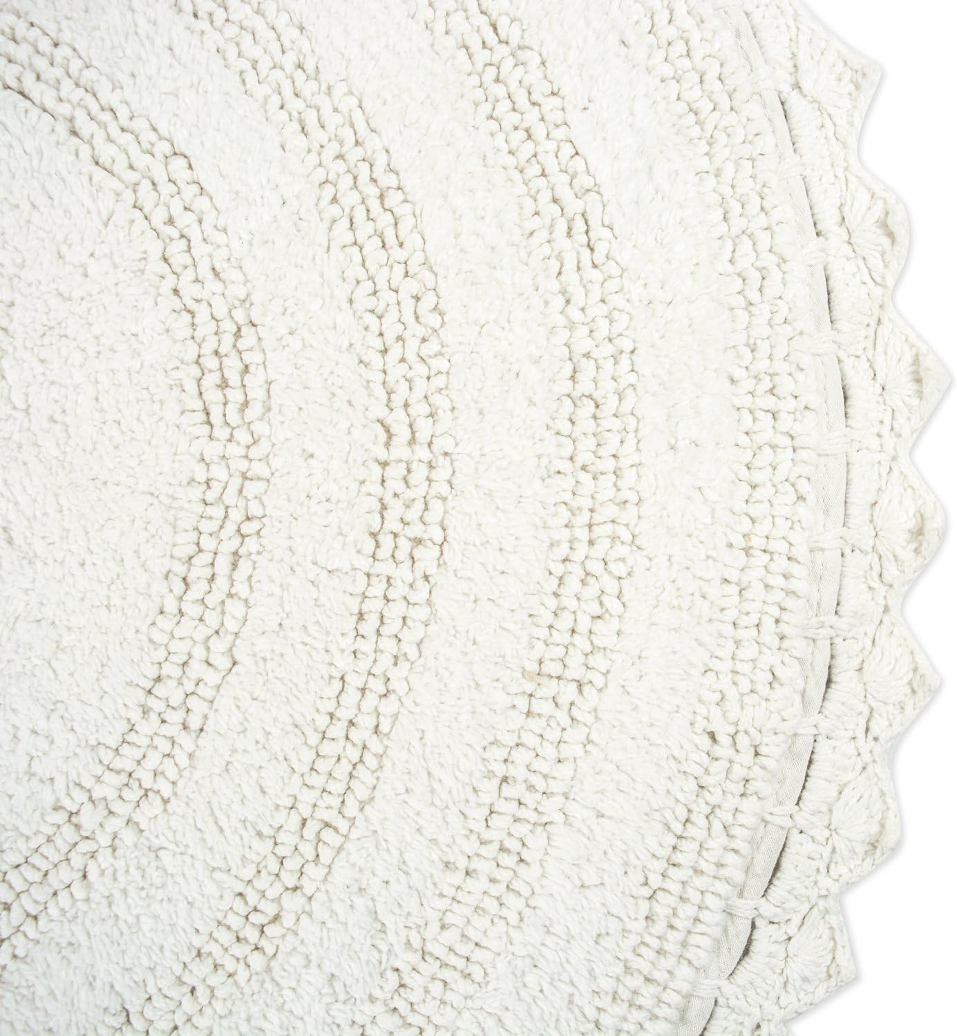 DII Crochet Bath Mat Reversible Round 275 Inch White 1
