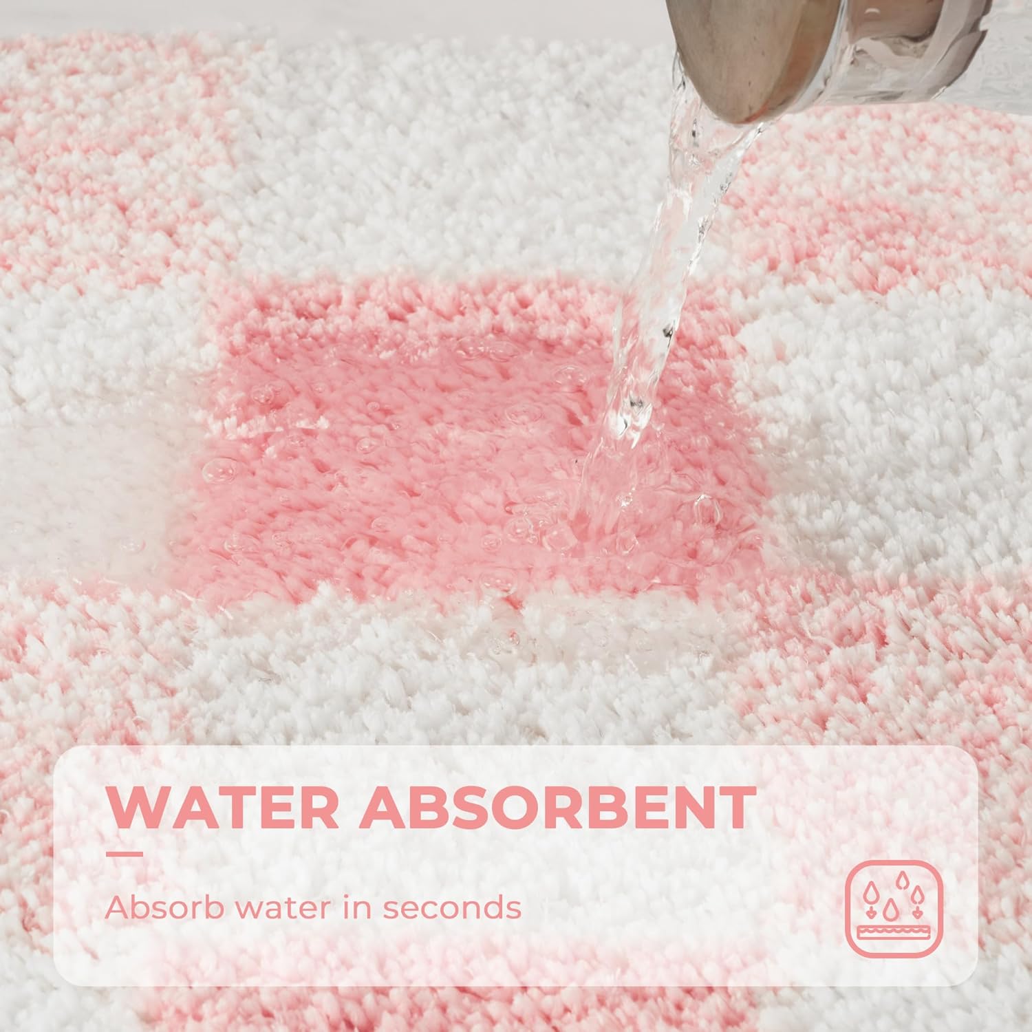 GRANNY SAYS Checkered Pink Bath Rug 24x16