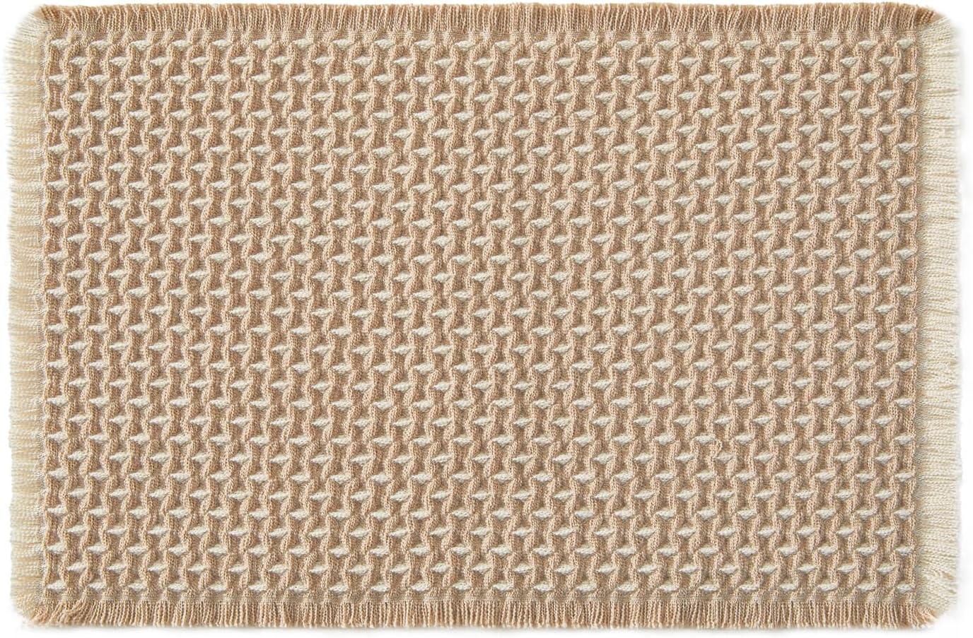 Boho Style Khaki and White Bath Rug 24x16