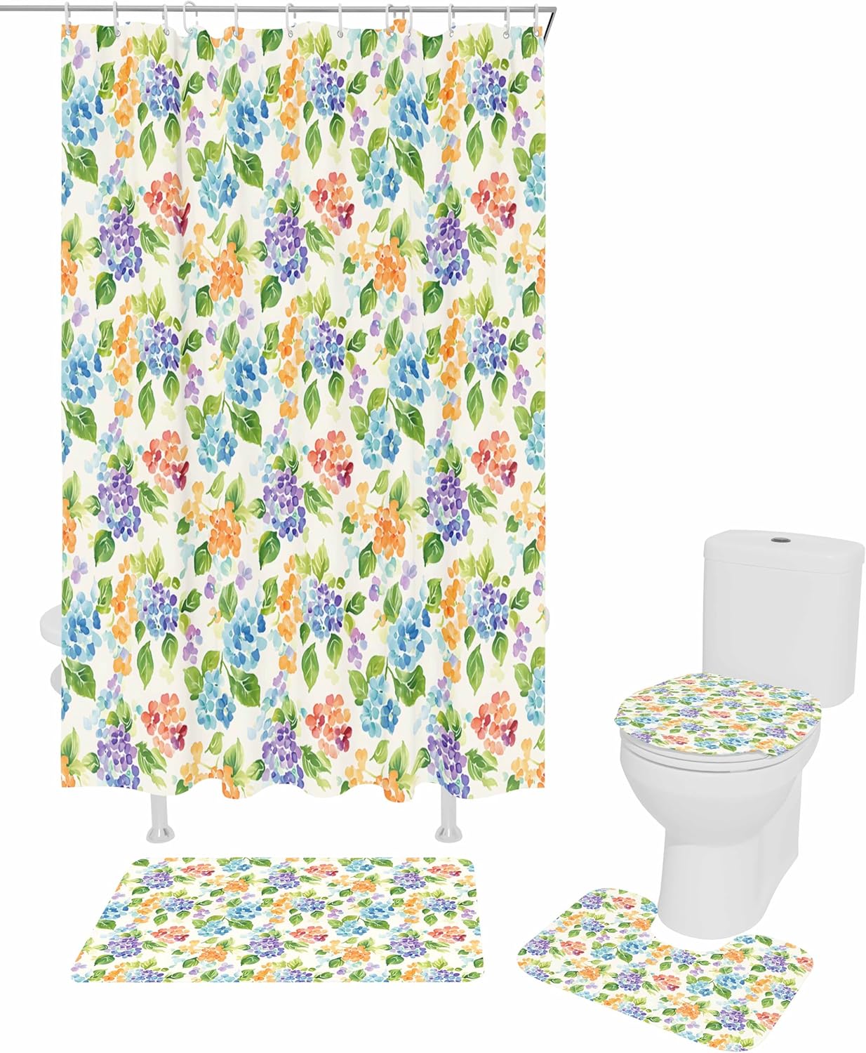 ZOE GARDEN Blue Purple Flower Bathroom Set