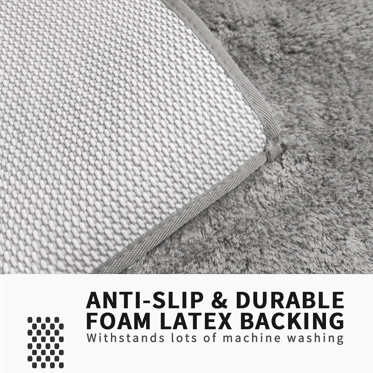 FIFU Bath Rug 17x24 Silver Gray Non-Slip