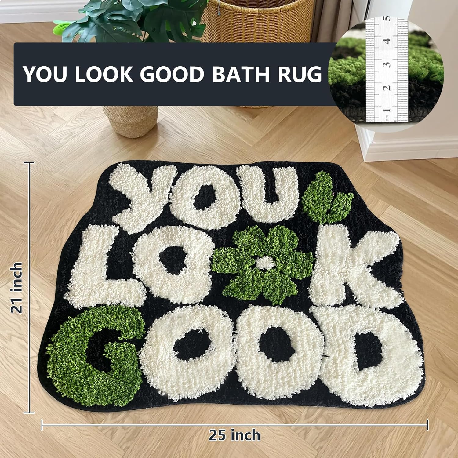 You Look Good Bath Rug 21x25 Non Slip Microfiber