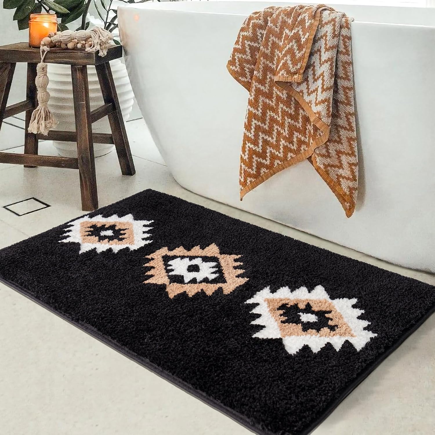 Boho Style Non-Slip Bath Mat 20x32