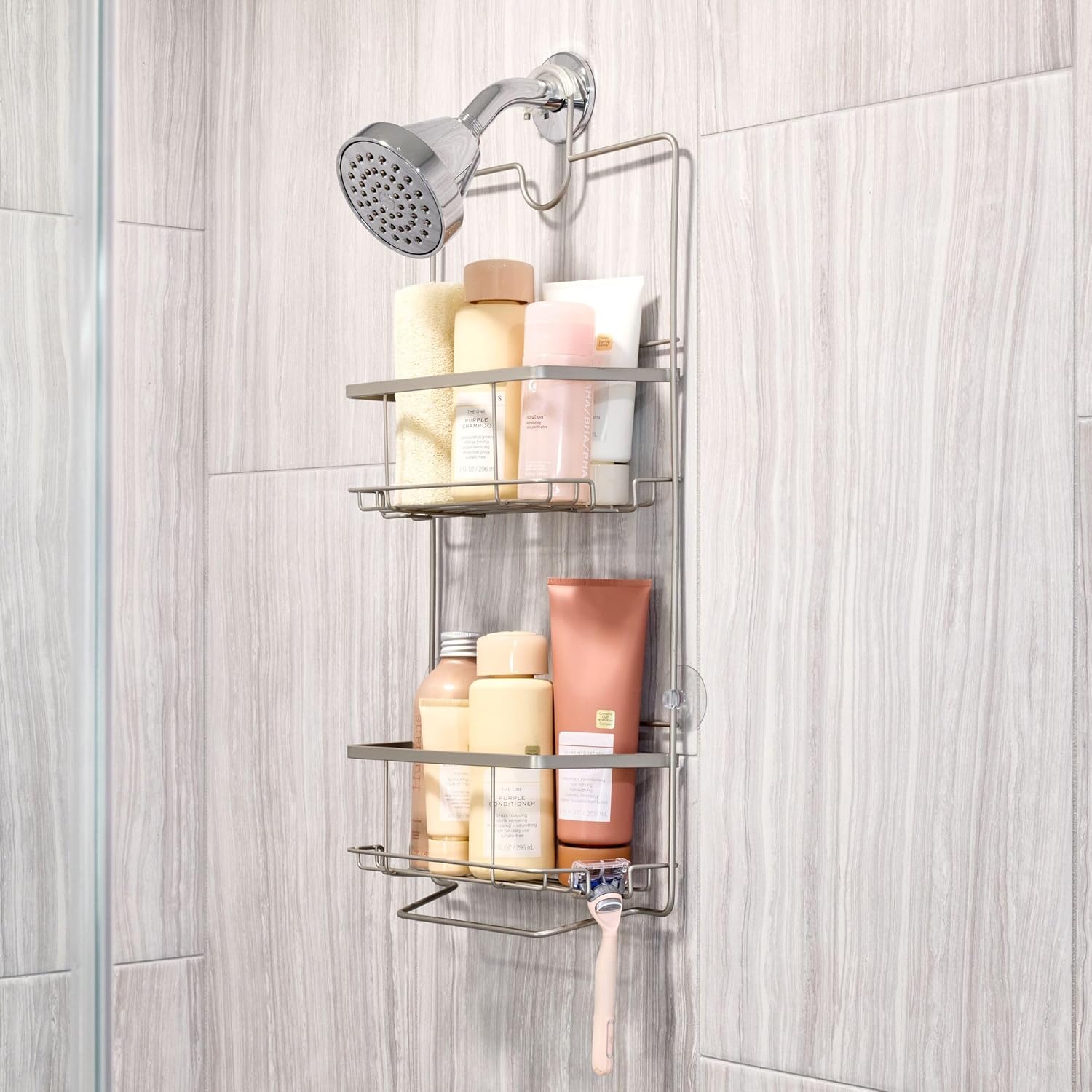 InterDesign Everett Metal Hanging Shower Caddy with Satin Finish