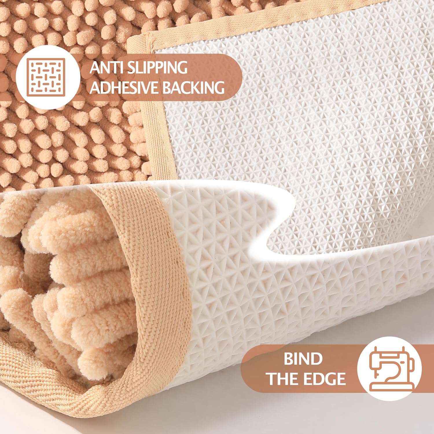 NUOVARUGS 20x32 Chenille Bath Rug Non-Slip and Quick Dry