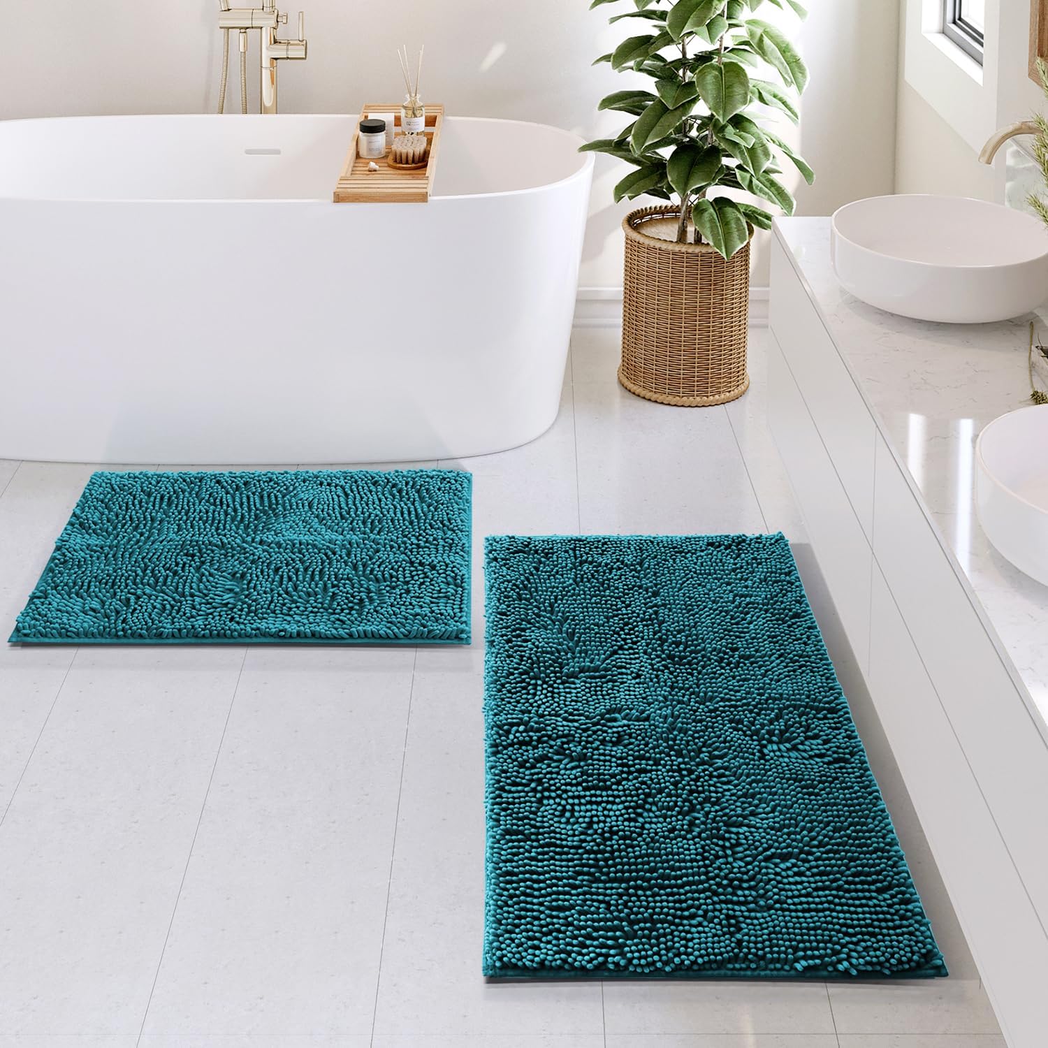 Hearth Harbor Teal Bath Rug Set 2 Piece 1