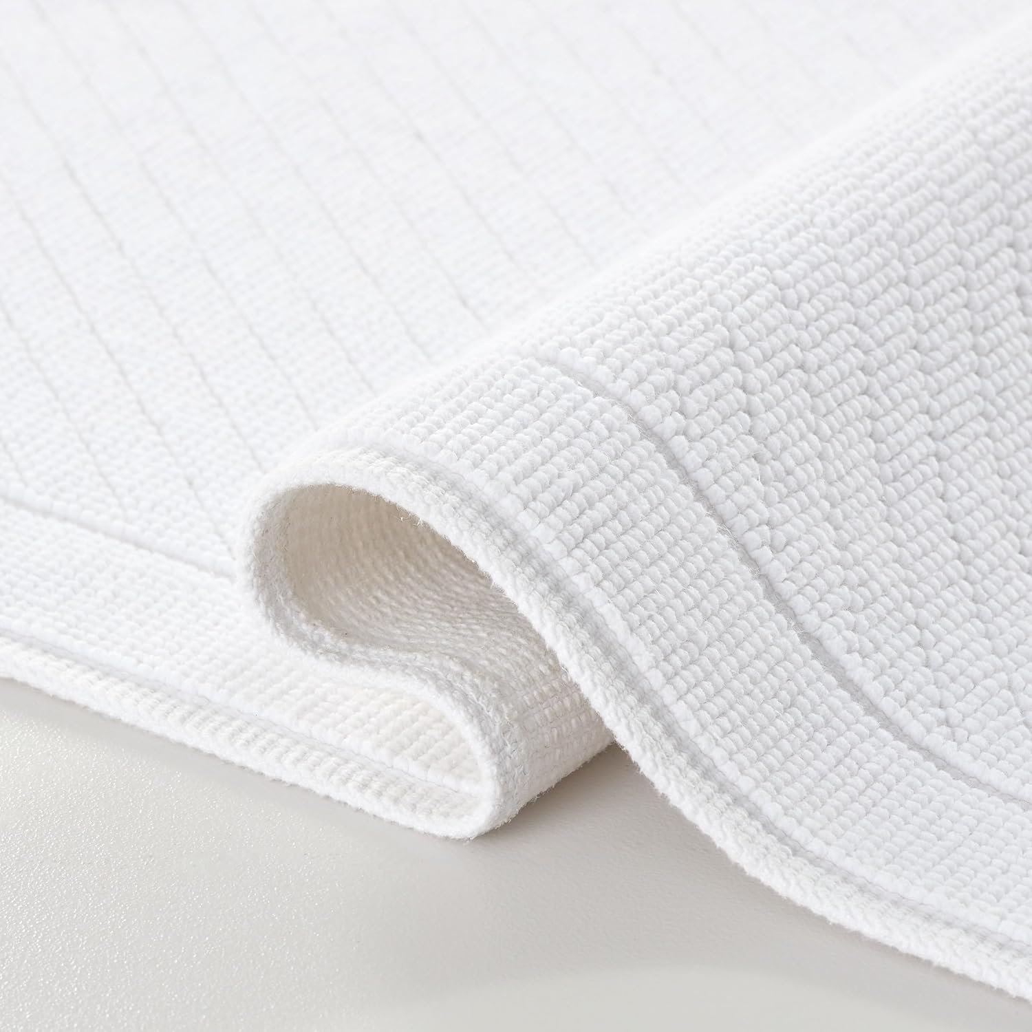 Arkwright Cotton Bath Rug - 24x36 in High Absorbent Textured Woven Design White