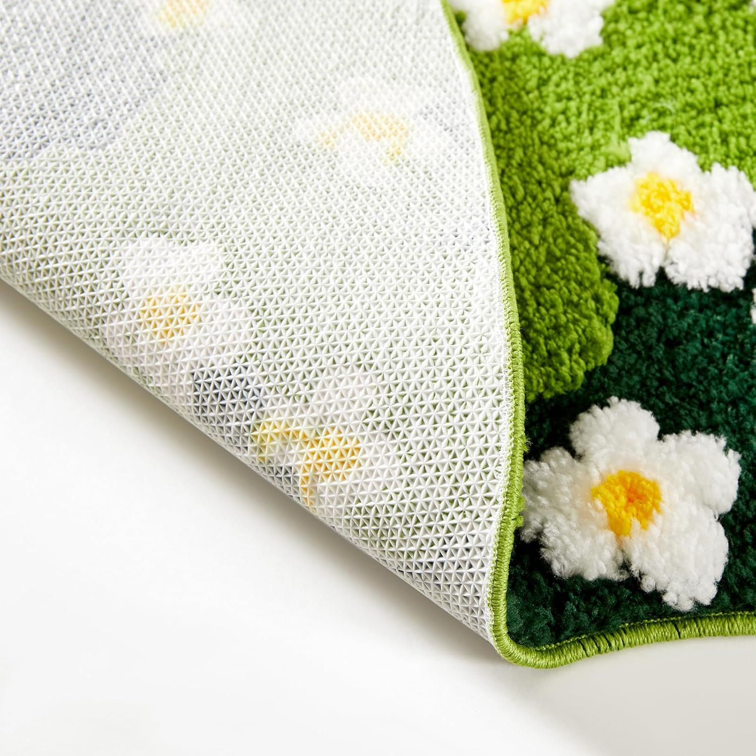 Ouyattle Cute Green Floral Bath Mat Microfiber 1