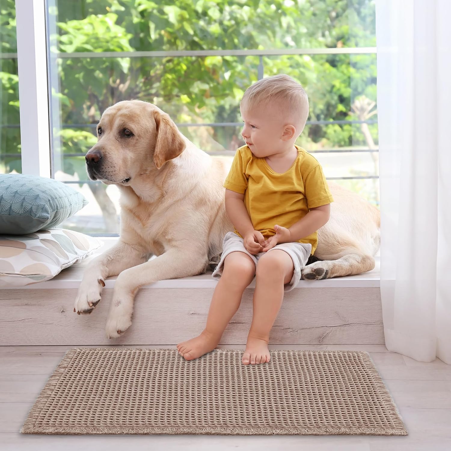 ZALL Tan Waffle Bath Mat - 18x30 Inch Non Slip