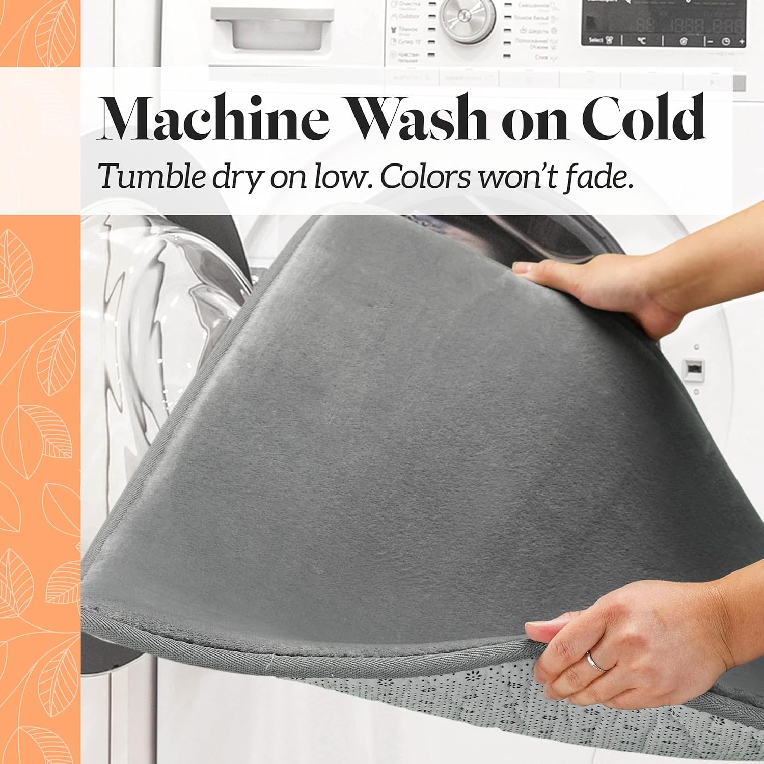 Genteele Bath Mats Non Slip Grey 17x24 Memory Foam Rugs