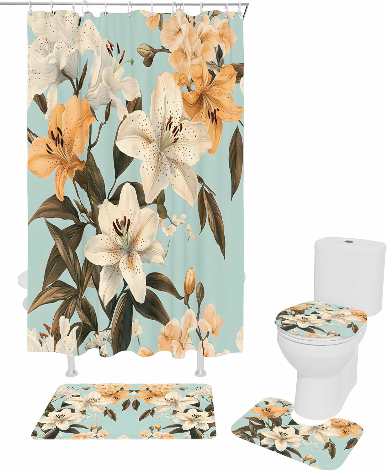ZOE GARDEN Watercolor Lily Bathroom Set