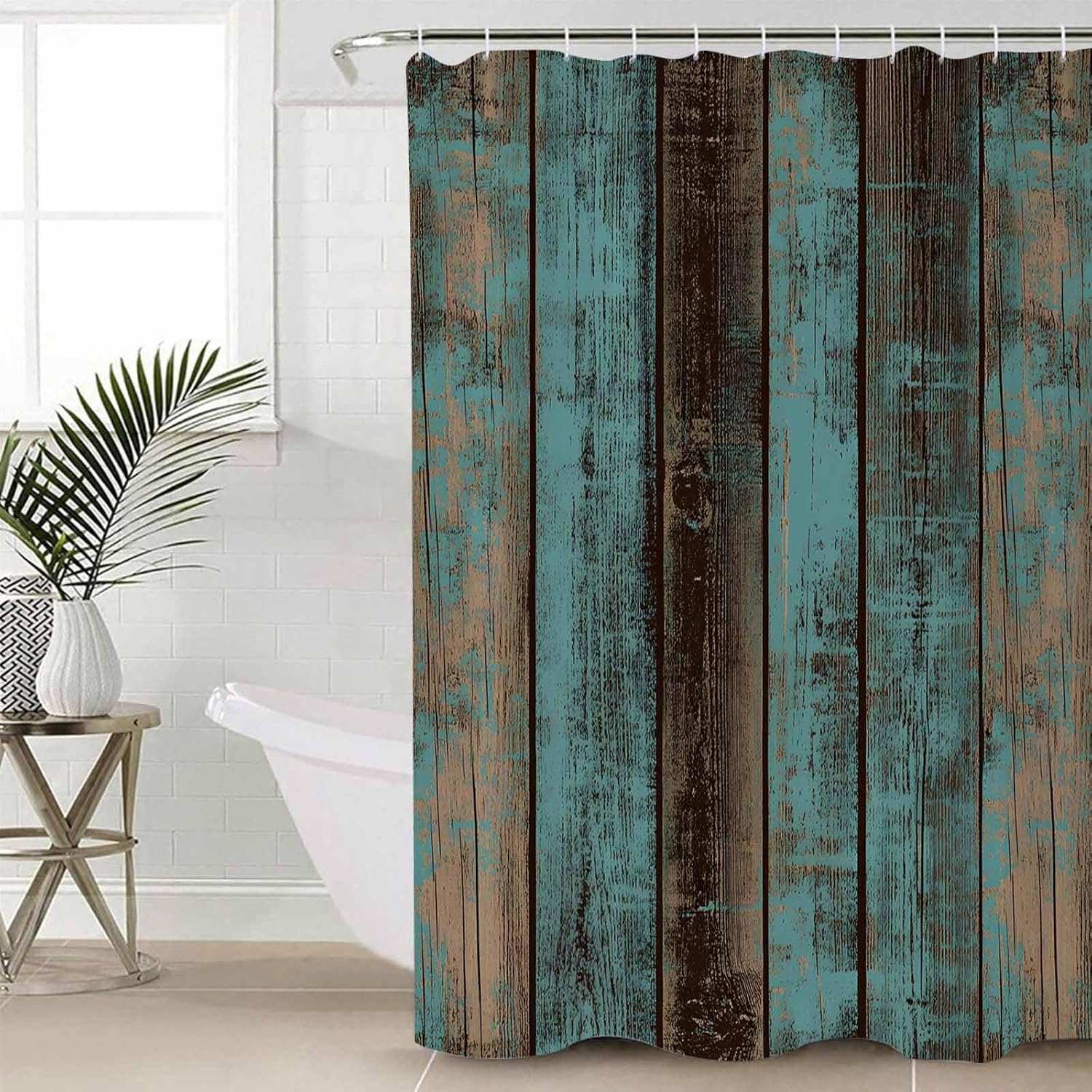 ZOE GARDEN Teal Wood Grain Bathroom Set