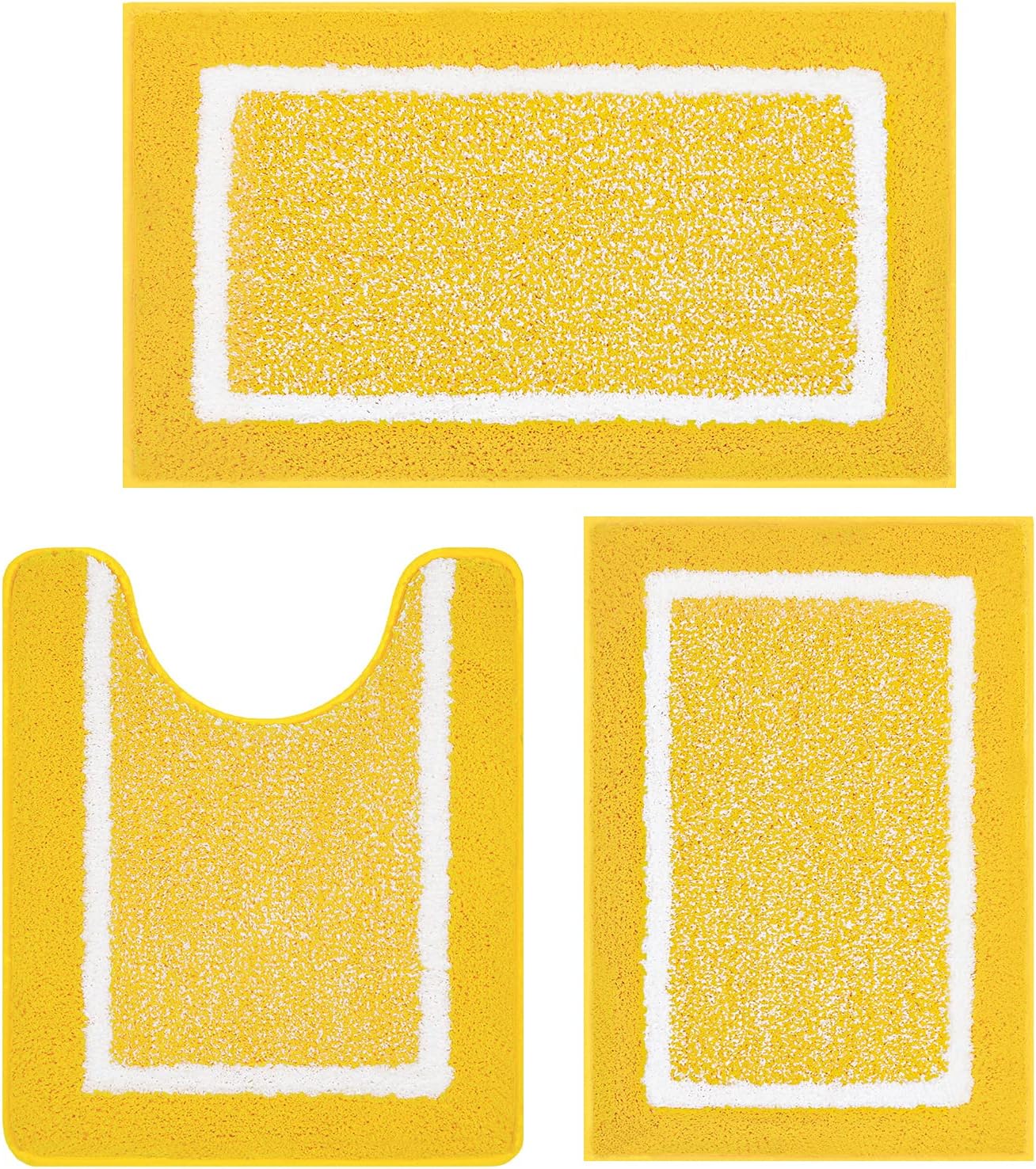 Pauwer 3-Piece Bathroom Rugs Set - Yellow