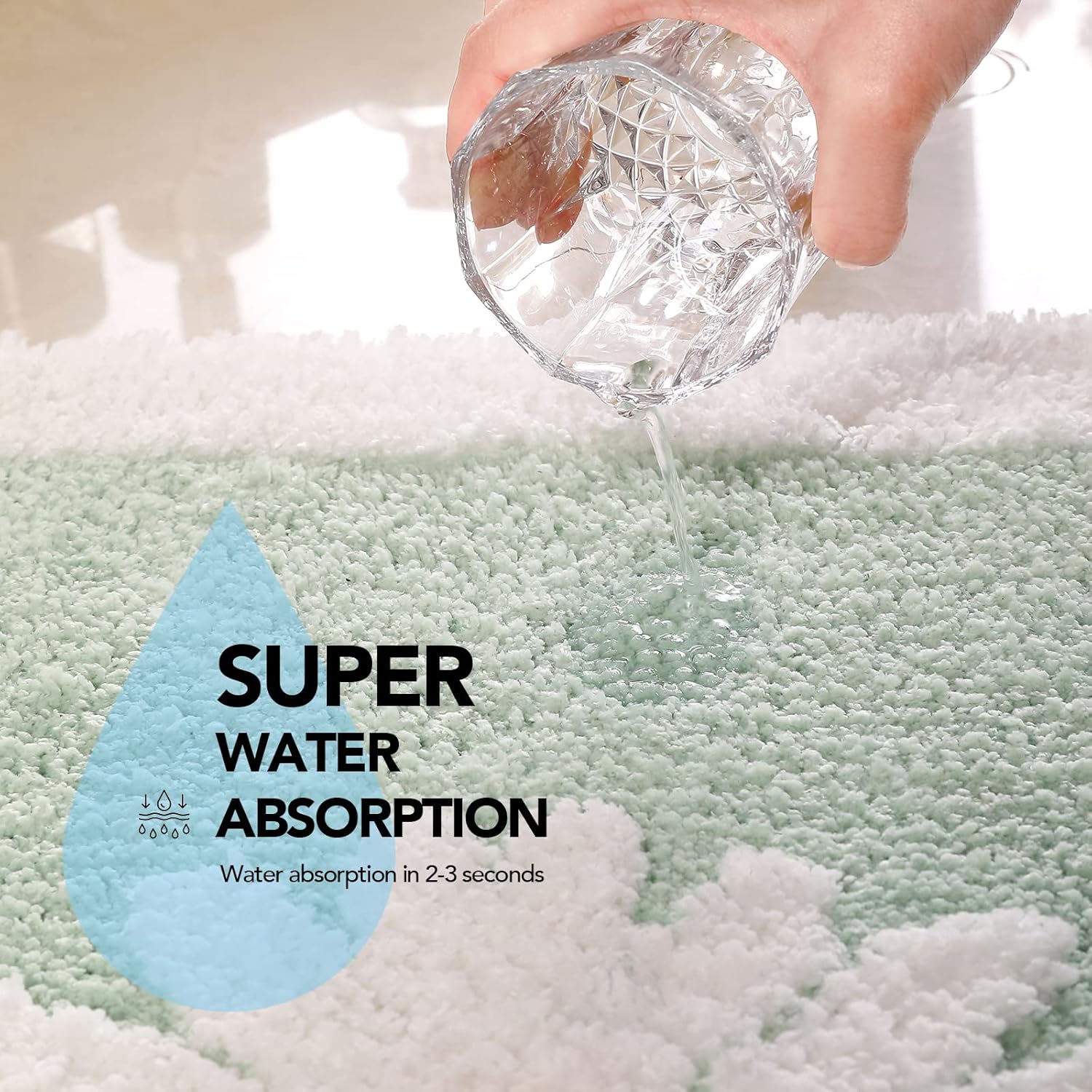 ANNARUGER Green Bathroom Rug 17x25 Non-Slip Shaggy Mat