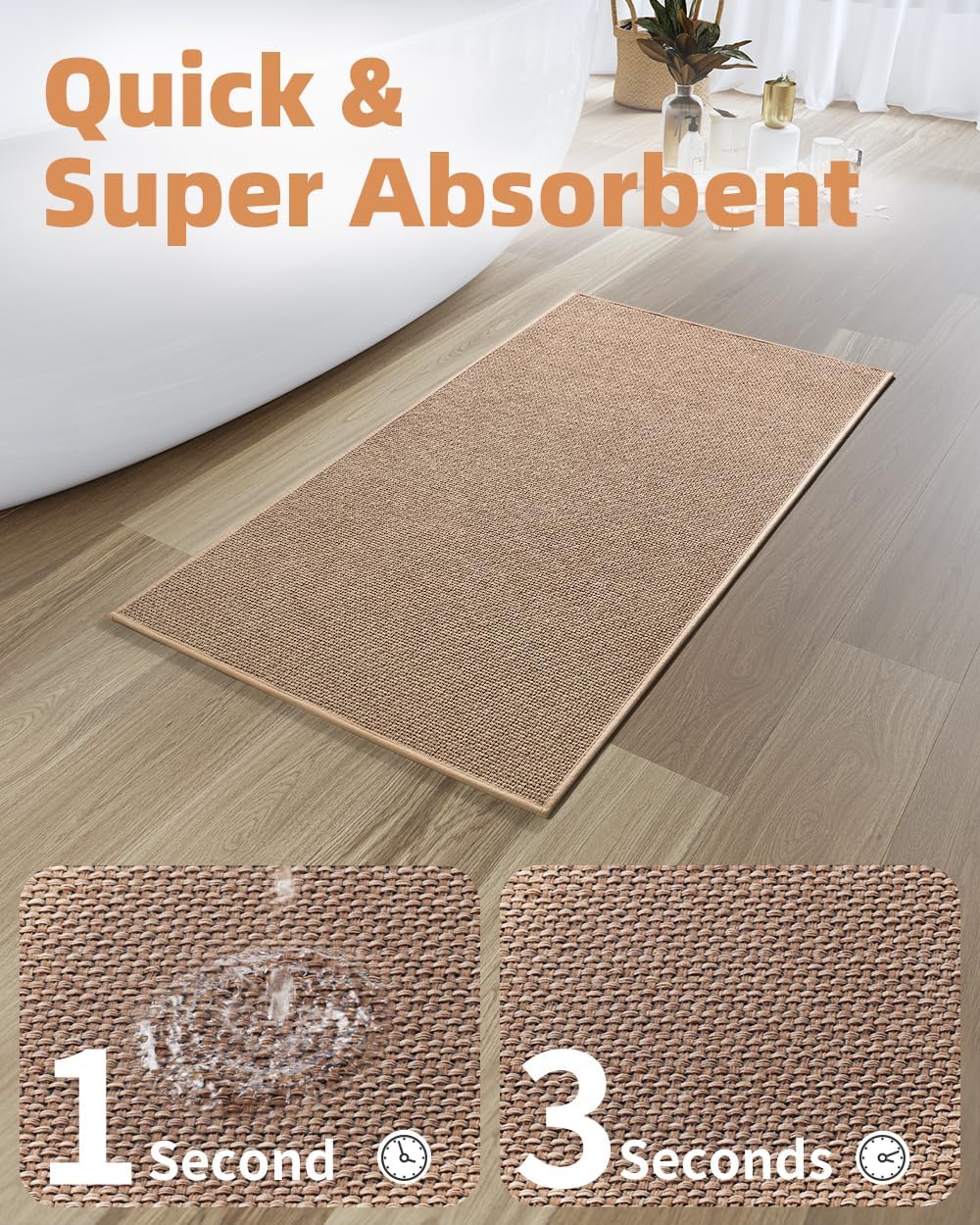 PADOOR Non-Slip Bath Mat with Braided Design