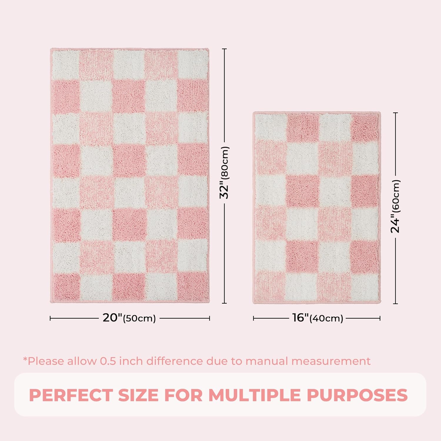 GRANNY SAYS Checkered Pink Bath Rug 24x16