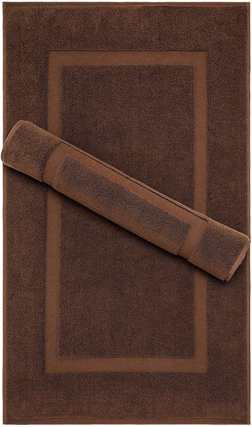 American Bath Towels 20x34 Inch Bath Mats Set of 2 Brown