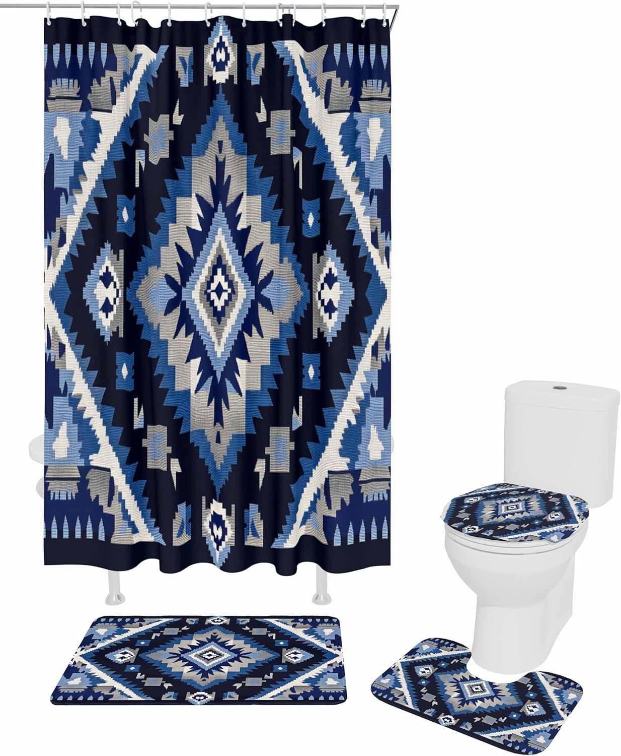 ZOE GARDEN Southwest Bathroom Set with Curtain Rug Hooks