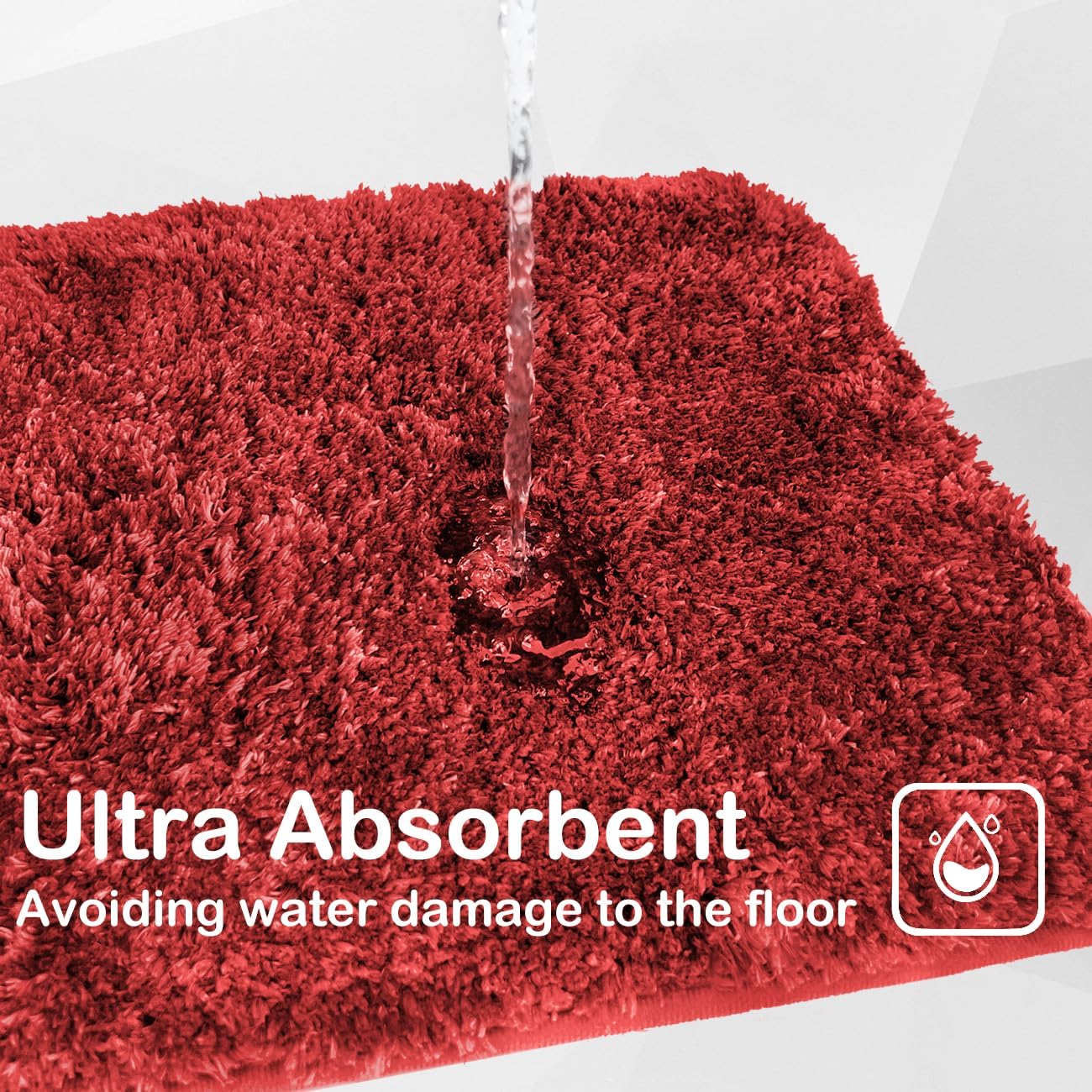 wyewye 3 Piece Bath Rug Set Non-Slip Microfiber Red Rugs
