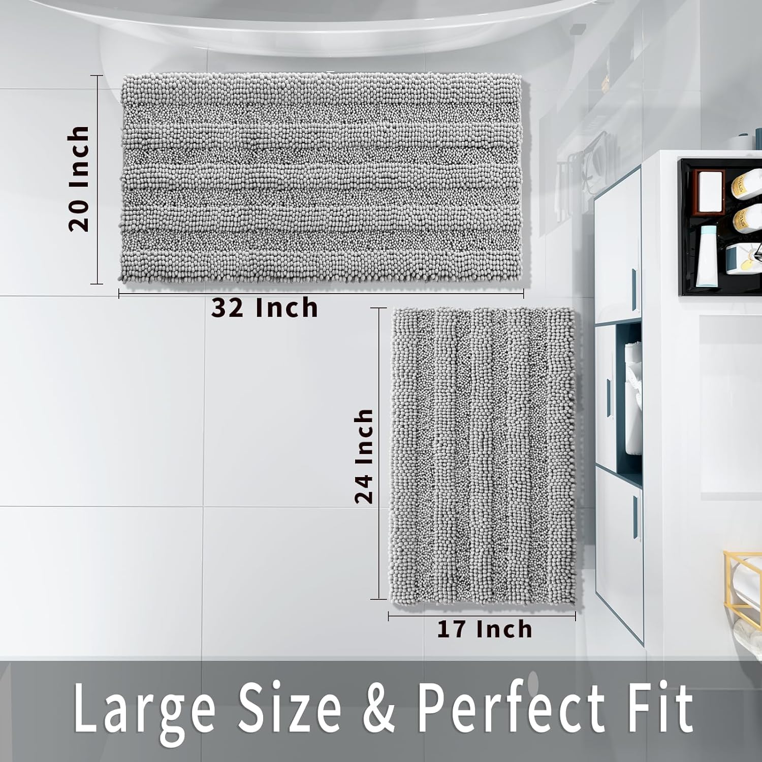 Yimobra 2 Piece Washable Bath Mat Set