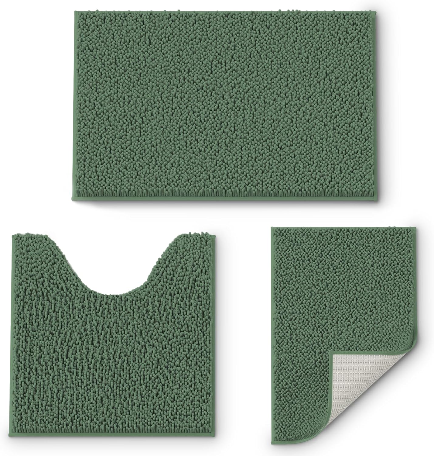RUN HELIX Christmas Green Bathroom Rugs 3 Piece Set