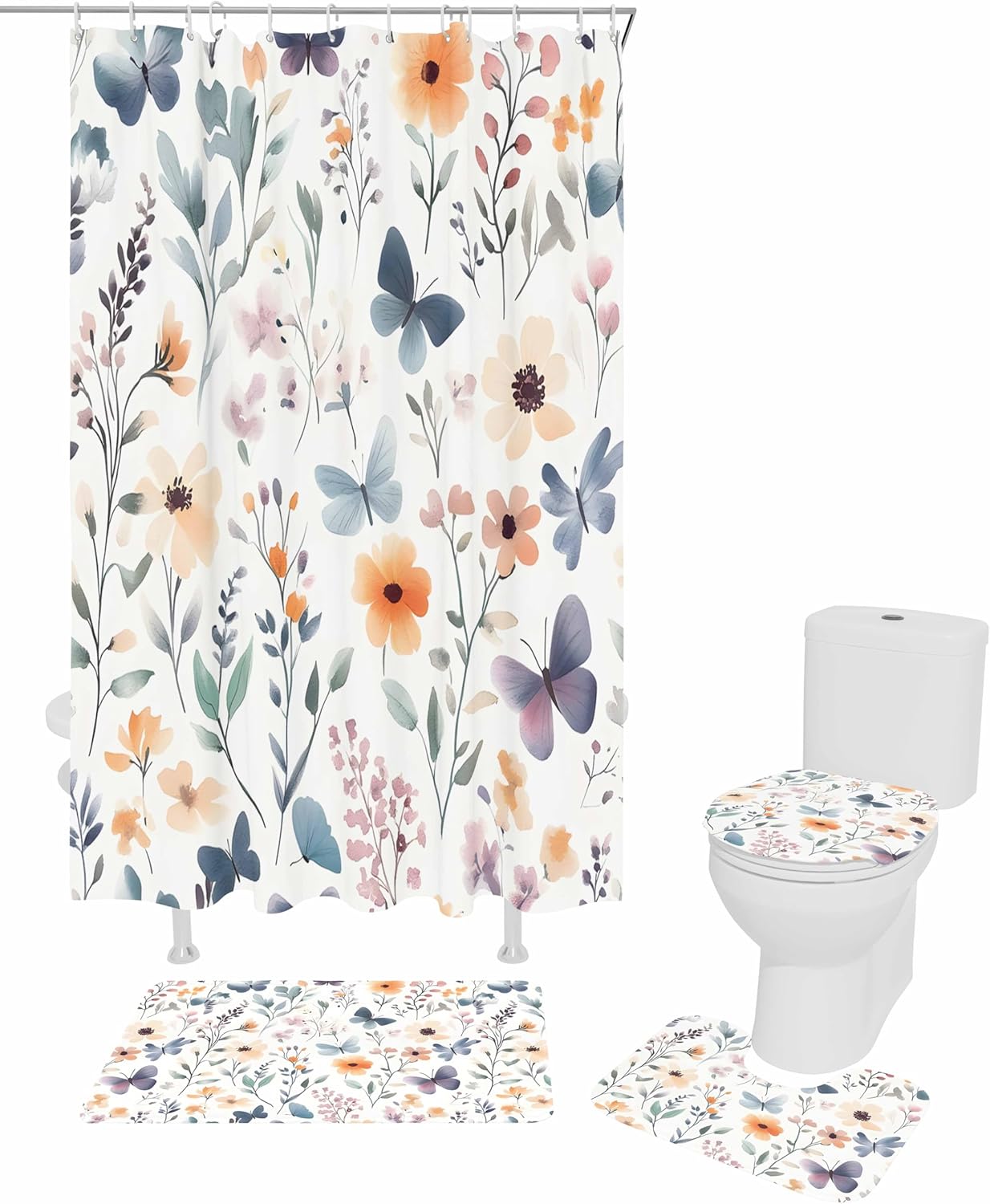 ZOE GARDEN Botanical Flower Bathroom Set