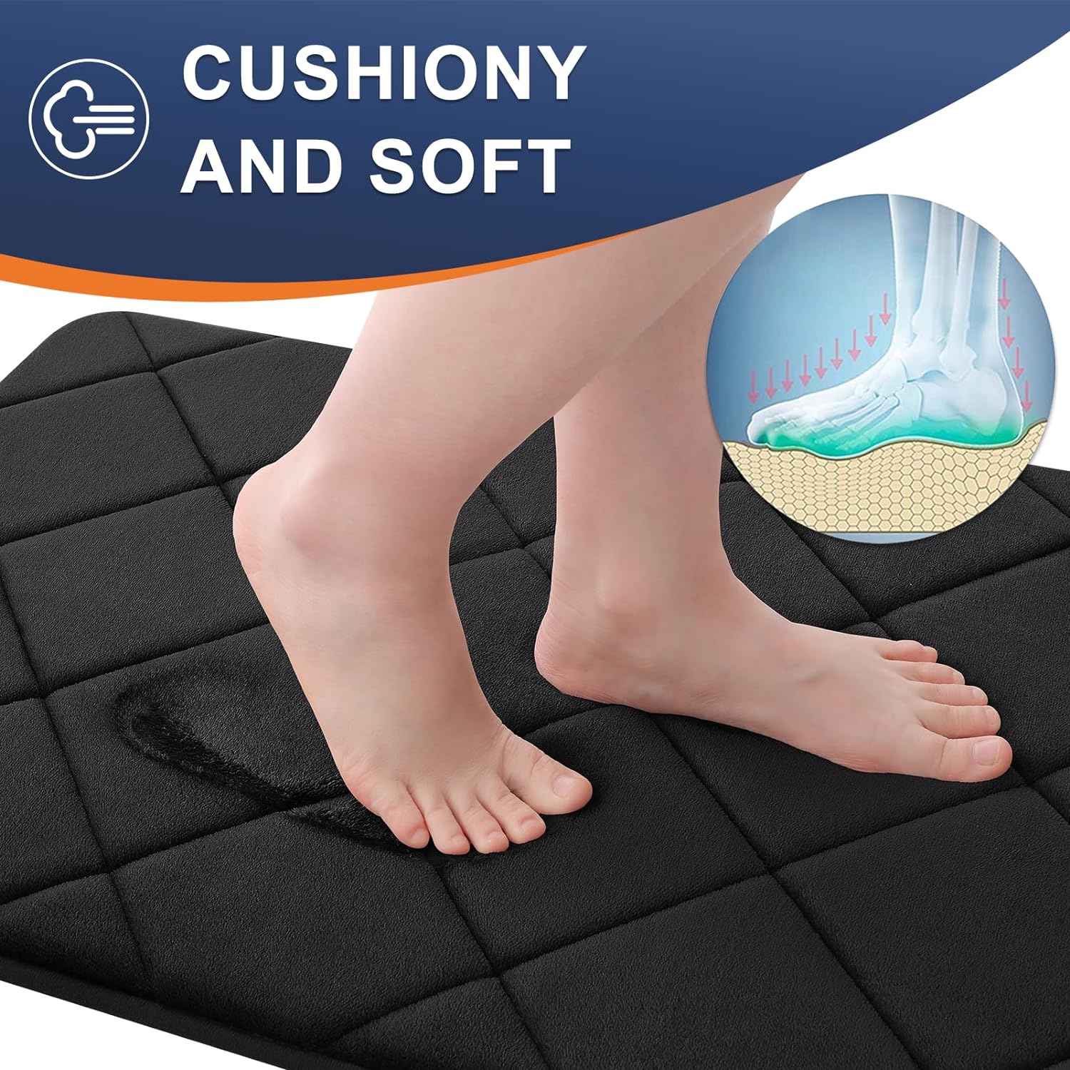 OLANLY Memory Foam Bath Mat 30x20 Black 1