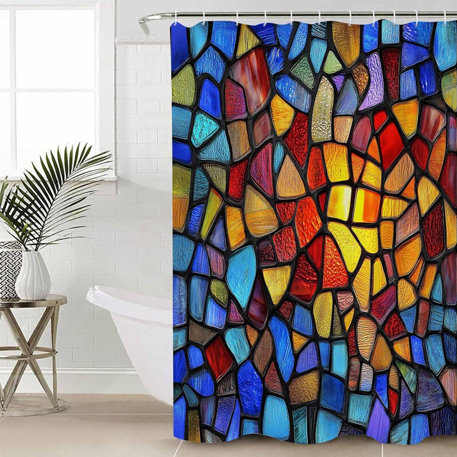 ZOE GARDEN Blue Red Yellow Rainbow Bathroom Set