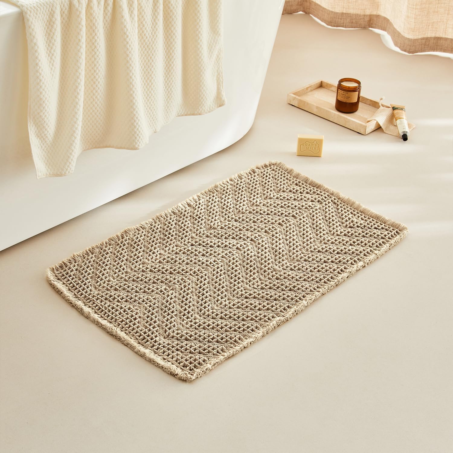 BULULOM Boho Bath Mat - Ultra Soft Non Slip Quick Dry 18x30 Inch