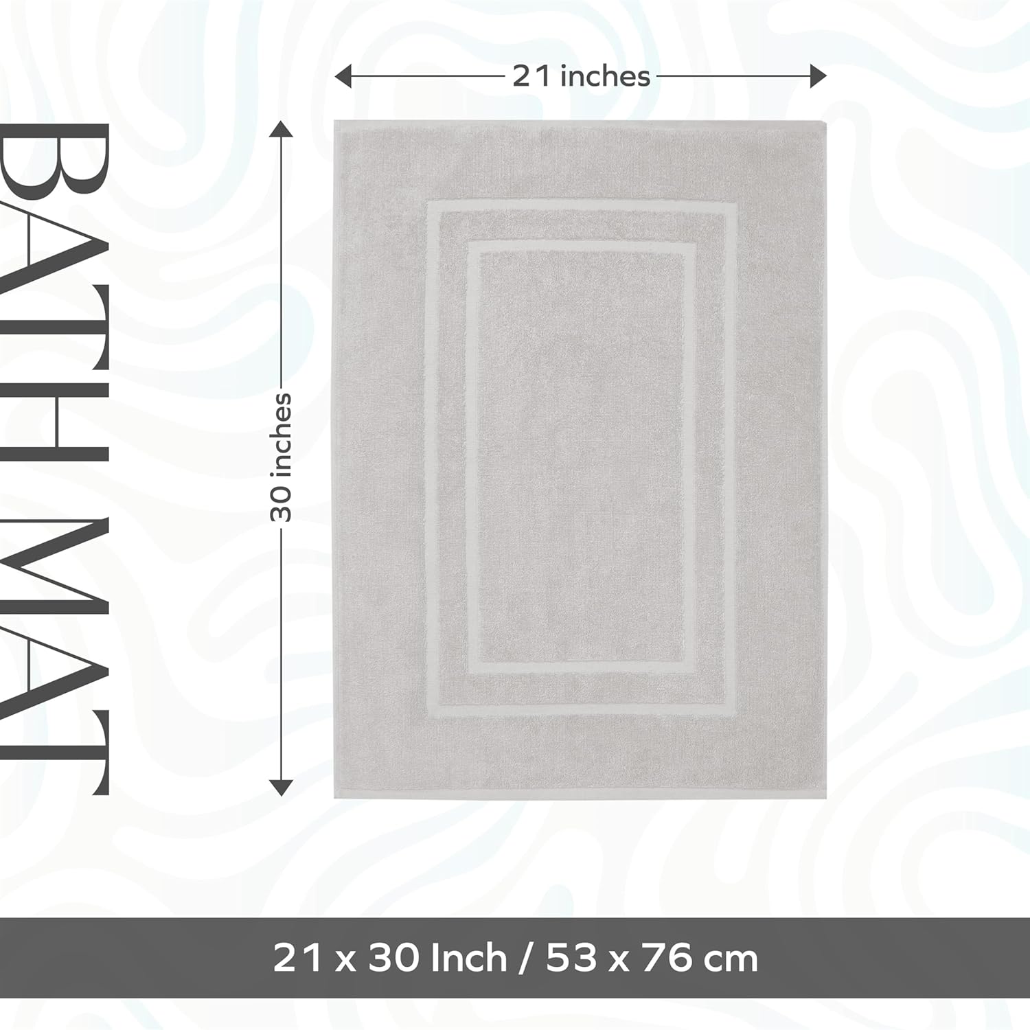 Feather Stitch 100 Cotton Bath Mats 2 Piece Set - Silver