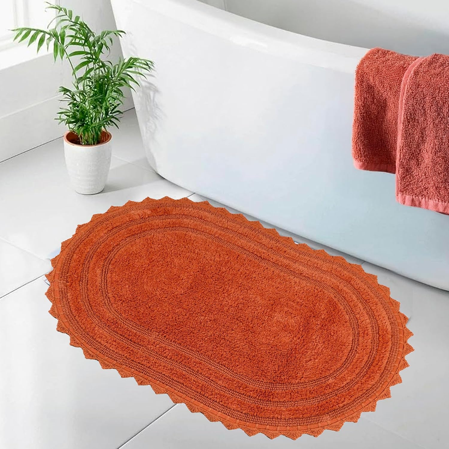 Royal Blaze Reversible Cotton Bath Mat Runner 24x36 Rust