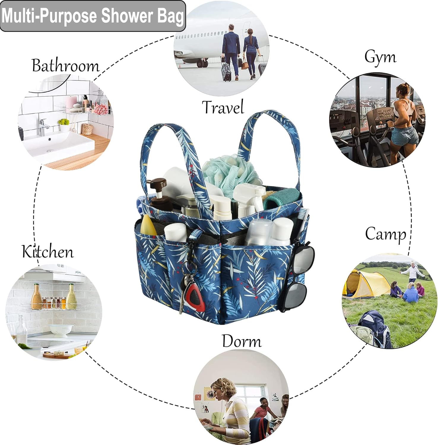 Haundry Portable Mesh Shower Caddy with 8 Pockets