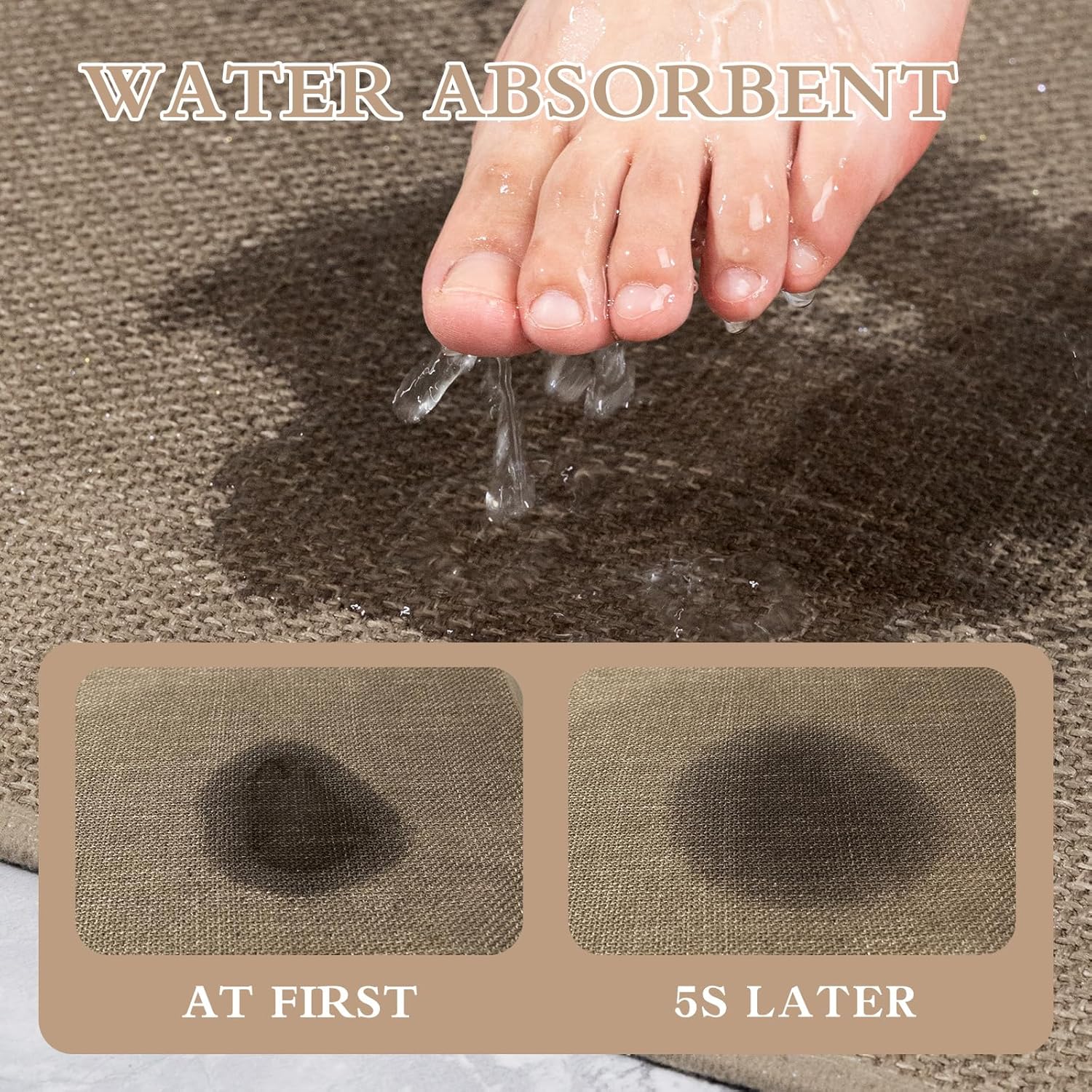 Chakme Ultra Thin Non Slip Bath Mat 24x17 Dark Beige