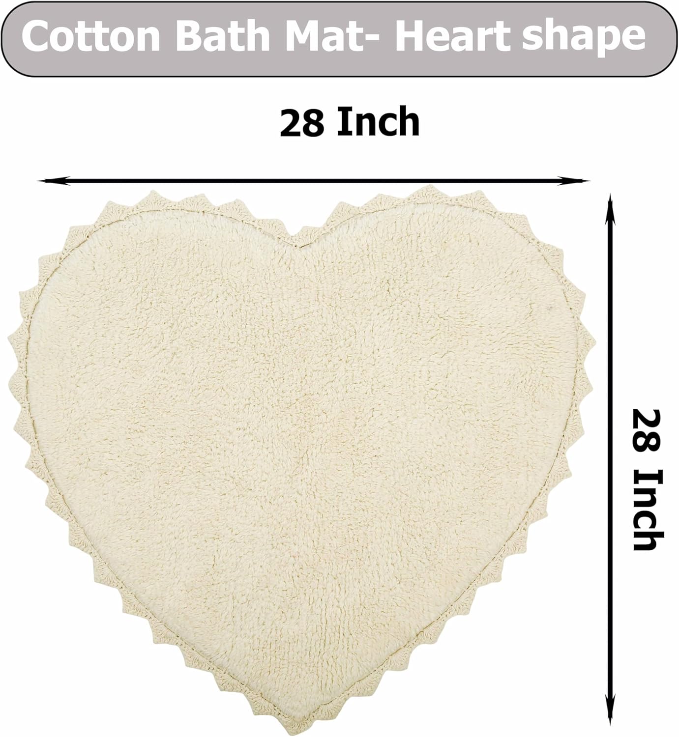 Royal Blaze Heart Shaped Bath Mat Reversible Cotton Bath Rug 28x28