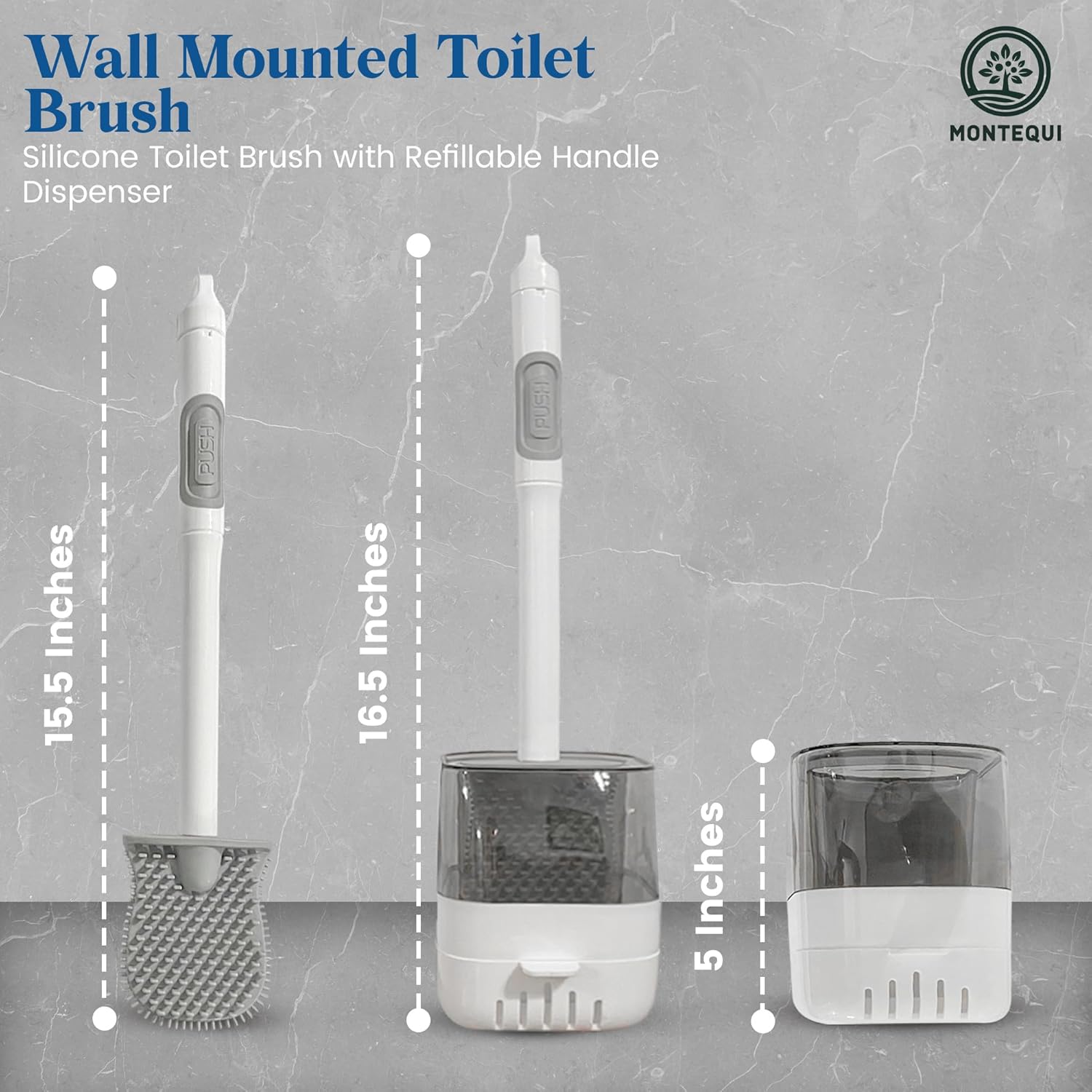 Montequi Toilet Brush with Silicone Dispenser Set