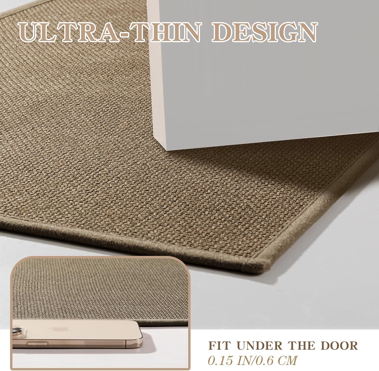 Chakme Ultra Thin Non Slip Bath Mat 24x17 Dark Beige