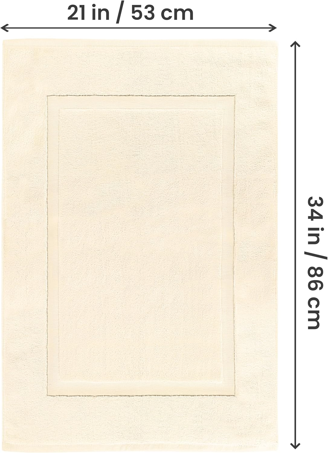 Utopia Towels Cotton Banded Rug 21x34 Inches 2 Pack Ivory