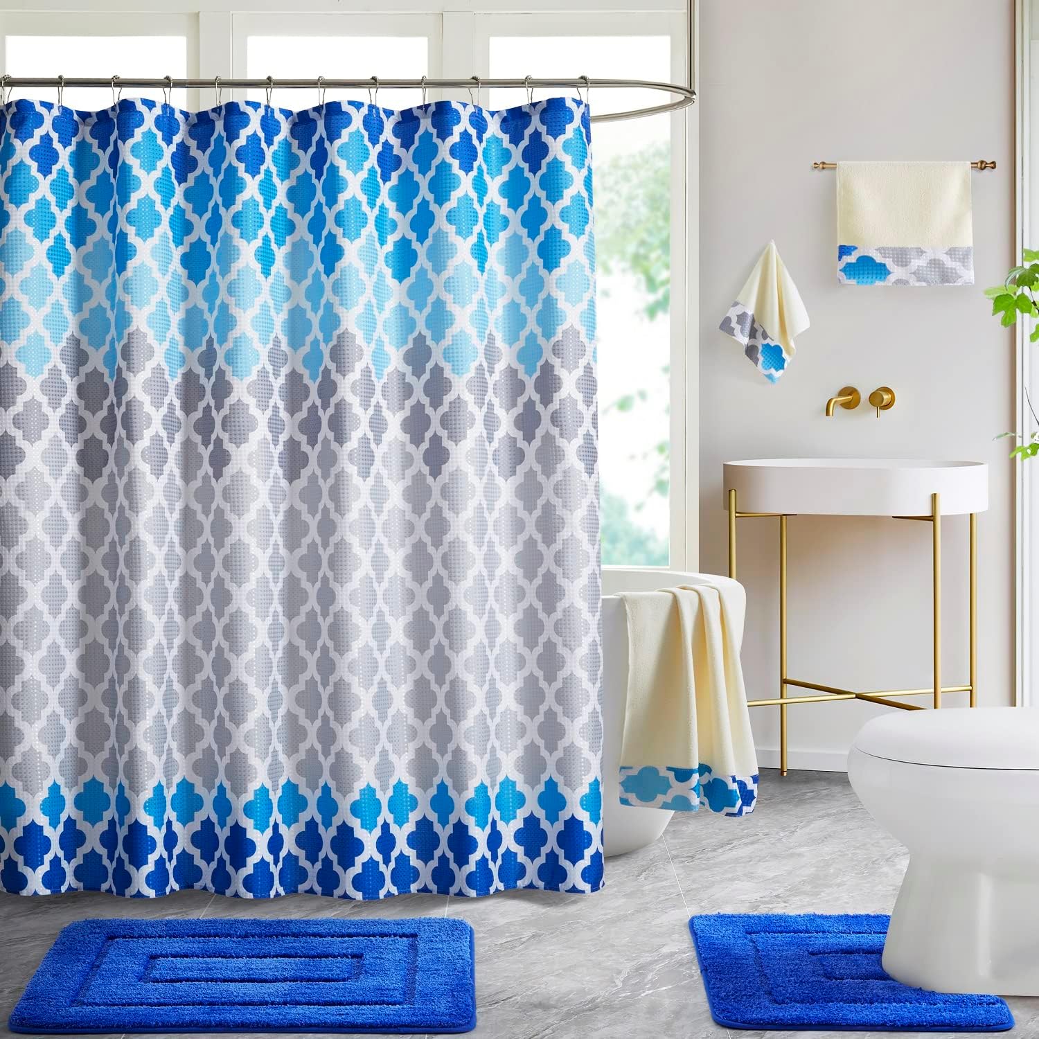 WPM Royal Blue Trellis Bathroom Combo Set