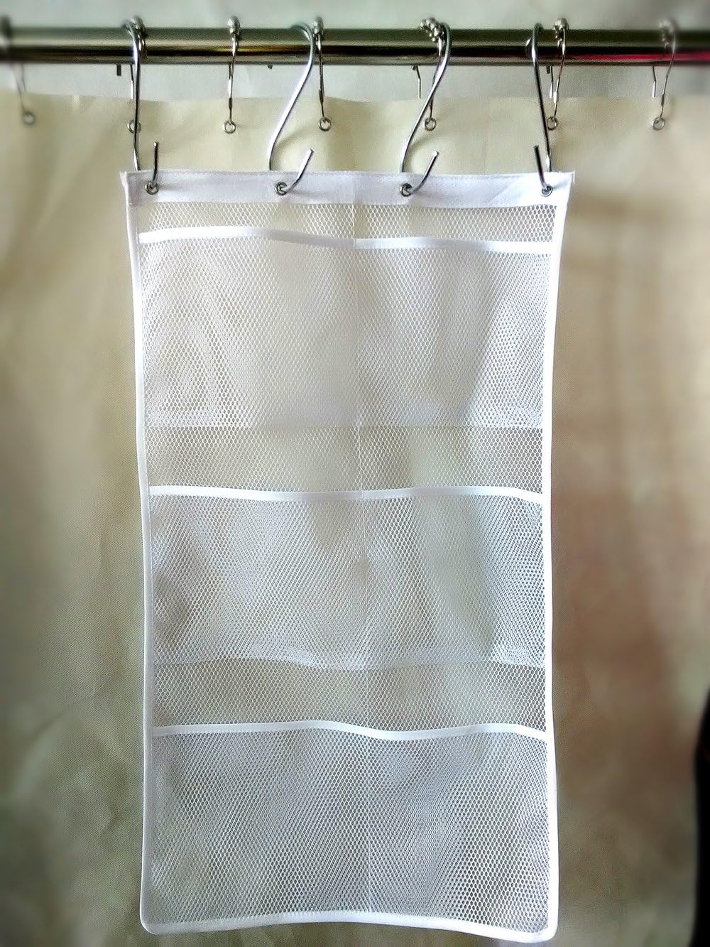 ALYER 6 Pocket Hanging Mesh Shower Caddy - White